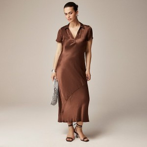 Vestido J.Crew Short-sleeve maxi slip Mujer Roasted Cocoa España | KTMGQF736