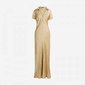 Vestido J.Crew Short-sleeve maxi slip Mujer Kaki Claro España | WTPCUH427