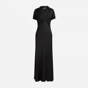Vestido J.Crew Short-sleeve maxi slip Mujer Negras España | KOIWTZ728