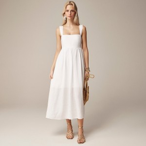 Vestido J.Crew Squareneck midi Mujer Blancas España | WESTNG509
