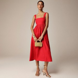 Vestido J.Crew Squareneck midi Mujer Rojas España | PRDJEA467