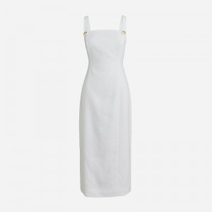 Vestido J.Crew Stretch linen-blend sheath Mujer Blancas España | RFOIHG097