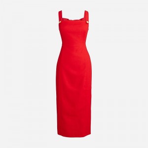 Vestido J.Crew Stretch linen-blend sheath Mujer Rojas España | XCKZMW892