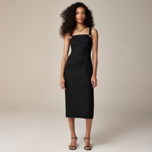 Vestido J.Crew Stretch linen-blend sheath Mujer Negras España | TQSBNL137