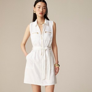 Vestido J.Crew Zip-front linen-blend Mujer Blancas España | VZIXWN709