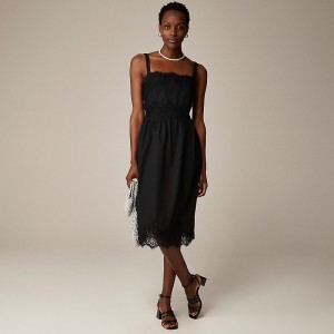Vestido J.Crew cotton poplin Philomena Mujer Negras España | JENDYM019